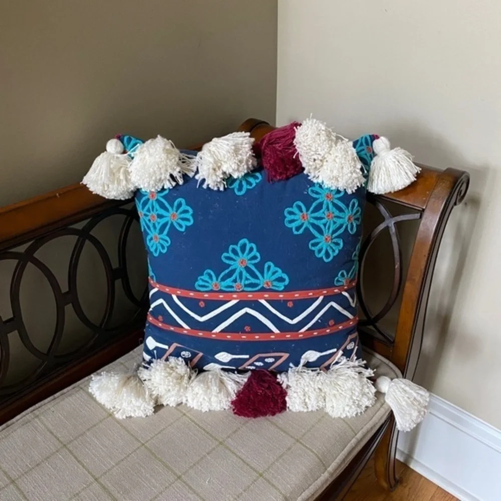 Anthropologie Jessa  Embroidered Throw Pillow